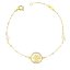 Pulsera de Oro Amarillo 18K con Nácar, Mano de Fátima 12 mm y Bolas de Jade 4 mm – Protección y Elegancia